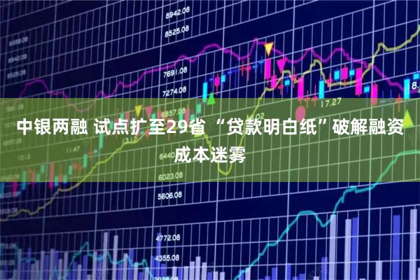 中银两融 试点扩至29省 “贷款明白纸”破解融资成本迷雾
