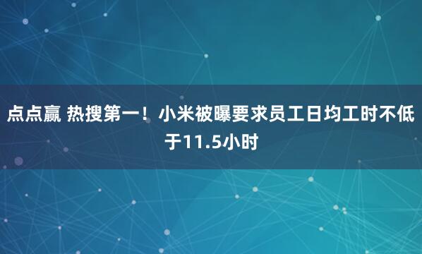 点点赢 热搜第一！小米被曝要求员工日均工时不低于11.5小时