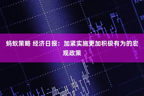 蚂蚁策略 经济日报：加紧实施更加积极有为的宏观政策