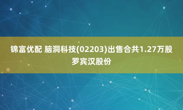 锦富优配 脑洞科技(02203)出售合共1.27万股罗宾汉股份